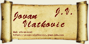 Jovan Vlatković vizit kartica